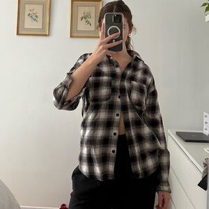 Garage Brown/Black and Cream Plaid Button Down Shirt